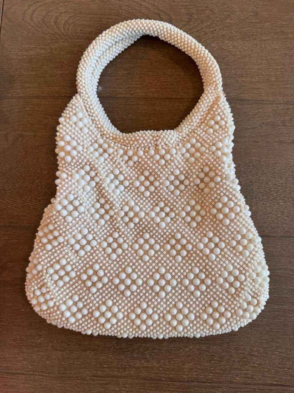 Vintage White/Cream Beaded Clutch Hand Bag Small Unbranded MINT
